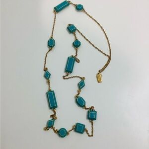 Kate Spade Retired Gold toned and Enameled Teal Geometric Necklace 🦋♠️